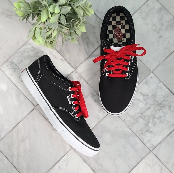 Vans Shoes - Vans Classic Camvas Sneakers Black with Red Laces 10.5